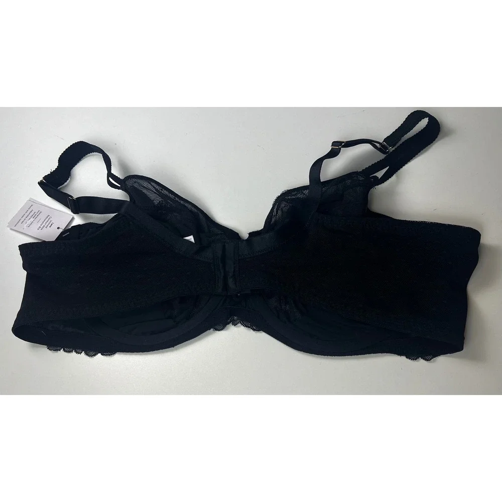 Target Lace Comfort Wire Balconette Bra Black 44D Unlined Full‎ Coverage NWT - Picture 5 of 10